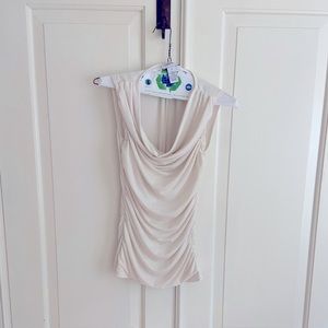 Carmen Marc Valvo Draped Ruched Sleeveless Top